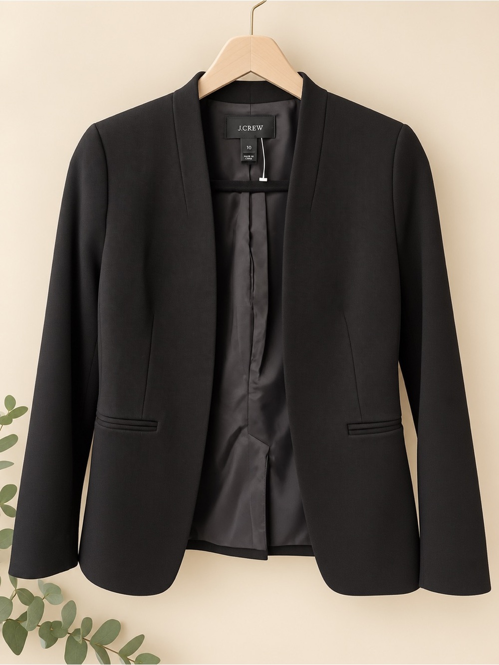 J. Crew Black Collarless Tailored Blazer ✨